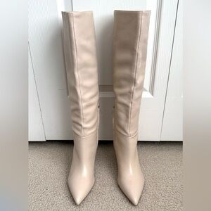 Marc Fisher Women's “Georgiey” Pointed Toe Heeled Boots, Natural/Bone/Cream